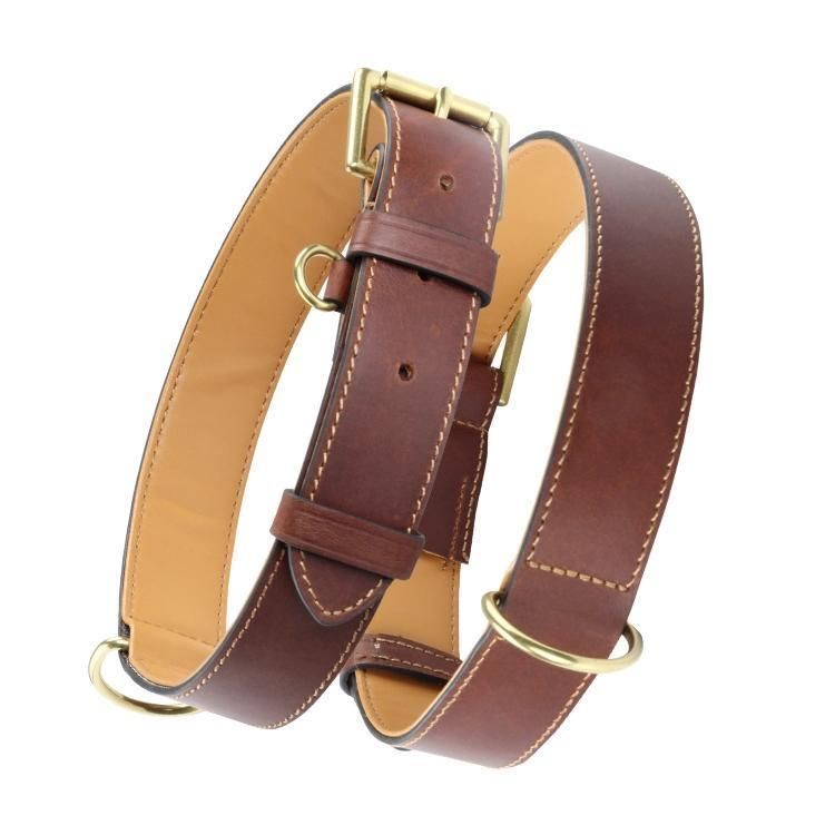 High Quality Leather Luxury Customized Logo Genuine Dog Training Collar Natural Leather Personalized
