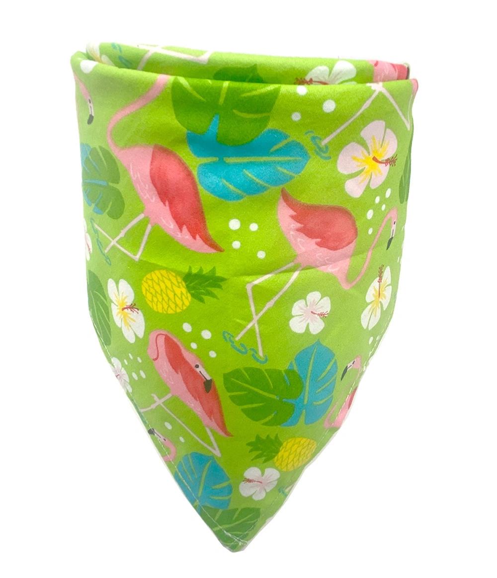 Summer Triangle Hawaii Flamingo Bibs Reversible Scarf Adjustable Washable Pet Kerchief Dog Bandana