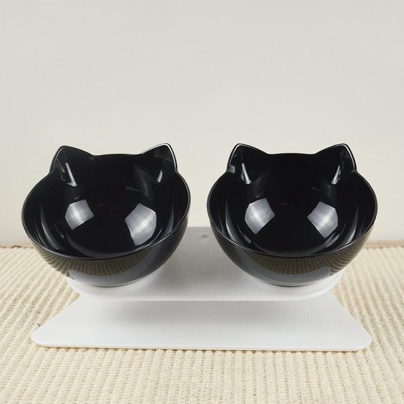 Non-Slip Double Cat Bowl Dog Bowl with Stand Pet Feeding