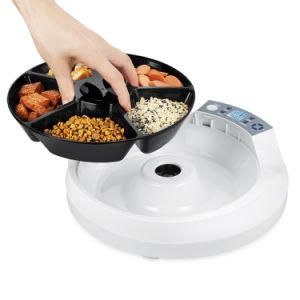 Smart Automatic 5 Meal Trays Dry Wet Separate Cat Dog Bowl Auto Timed Pet Feeder