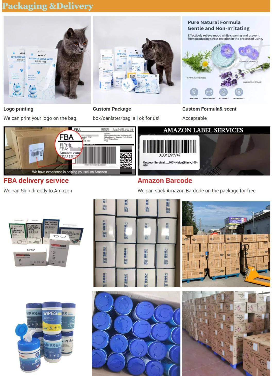 Factory Pets Shampoo Dogs and Cats Disposable Spunlace Fabric Bath Gloves Wipes for Dogs and Cats