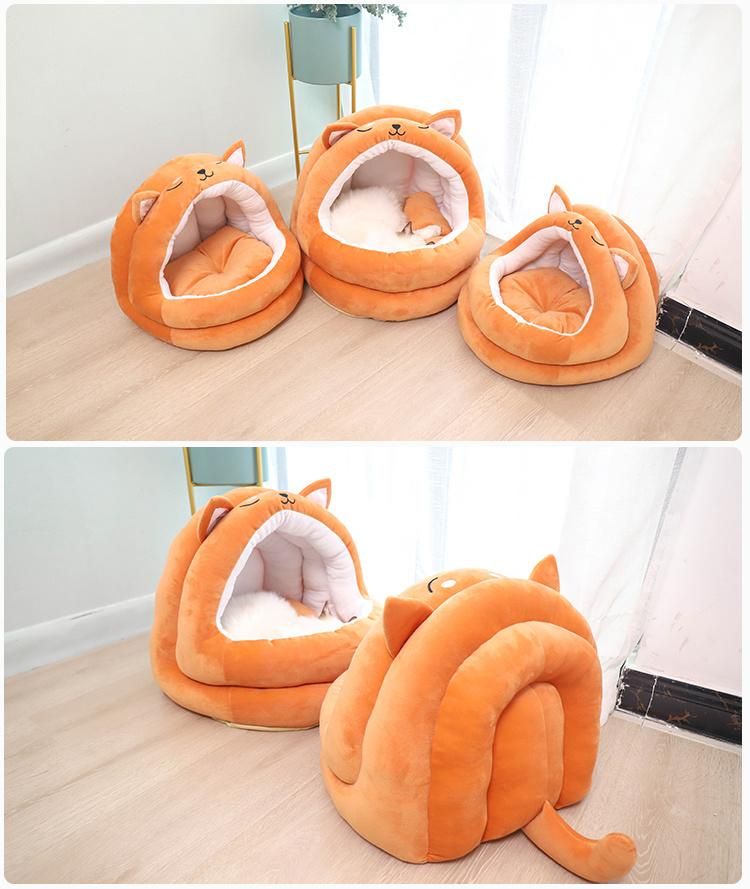 Manufacturer Hot Sale Small Dog Warm Soft Luxury Cat Bed Felt Cat Cave with Cat Window