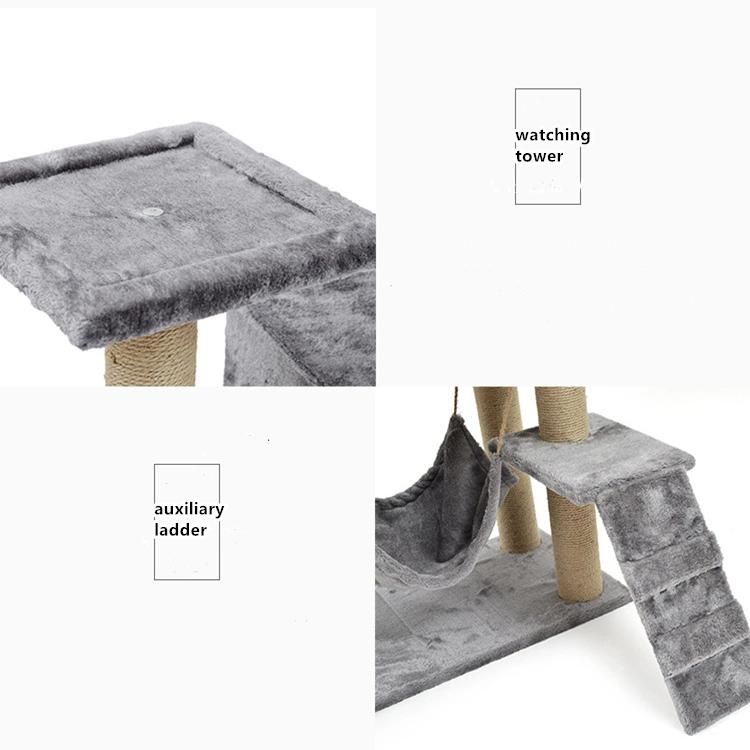Wholesale Pet Products Manufacturer Supply Pet Cat Scratcher Wooden Tree Cat Indoor Playing House Interactive Mouse Toys Scratching Activity Post Scratcher