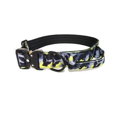 Heavy Duty Black Camouflage Tactical Combat Dog Collars with Handle and Neoprene Padded