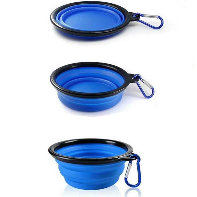 Collapsible Silicone Bowl with Color Matched Carabiner Clip - Dishwasher Safe BPA Free Food Grade Silicone Portable Pet Bowls - Foldable for Journeys, Hiking