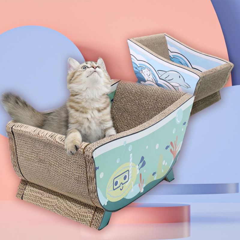 Nest Corrugated Paper Bathtub Cat Scratching Board Crumbs Cat Claw Board Wbb18606