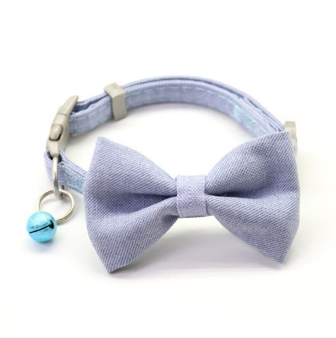 Adjustable Lovely Small Bell with Bow Cotton Quilt Dog Collar Pet Collars for Small Dogs and Cats