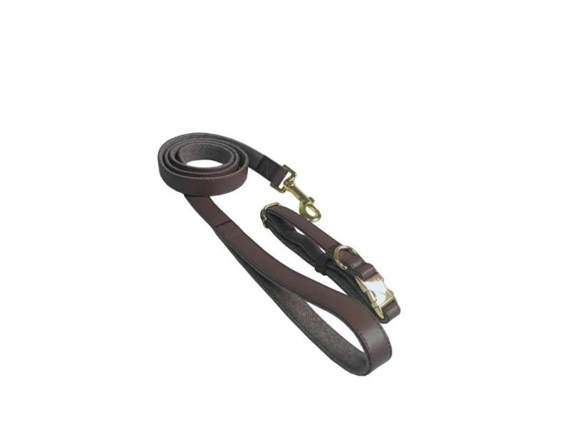 Factory Customized Microfiber Brown Two Piece Set, Dog Collar+Dog Leash