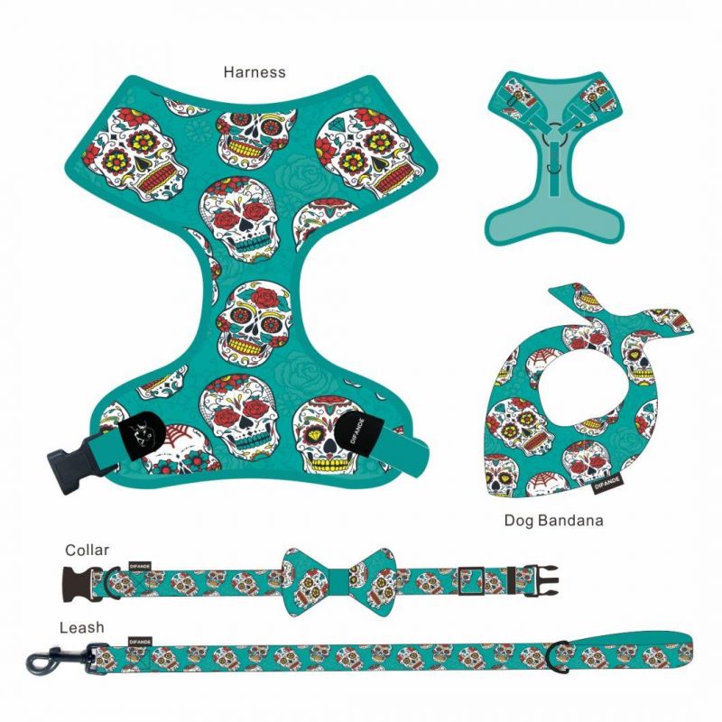 Amazon Top Seller Custom Soft Pet Vest Adjustable Designer Dog Harness Leash Collar Set