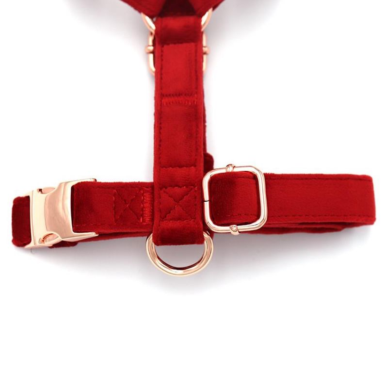 New Arrival Luxury Velvet Pet Harness Set with Matching Collar Leash Reversible Dog Harness Vest