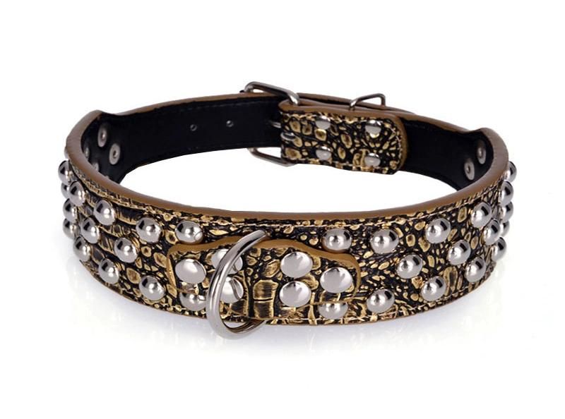 Fashionable Stuedded Rivet Pet Collar PU Leather Dog Collar