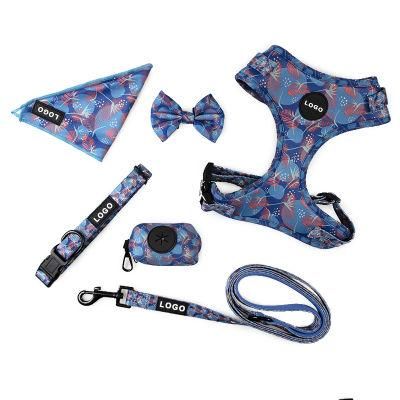 2021 New Arrival Pet Products Ajustable Dog Harness and Leash Set Sublimation Pattern Pets Accesories
