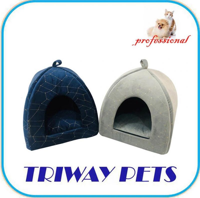 Soft Terry Pyramid Hut Cat Pet Bed