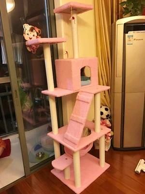 New Design Wooden Kitty Trees House Fold and Store Cat Tower with Scratcher