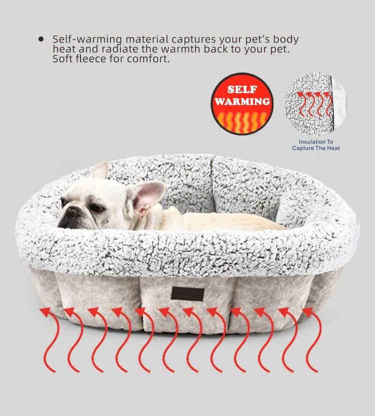 Self Warming Fleece Winter Pet Cushion Removable Cover Dog Bed