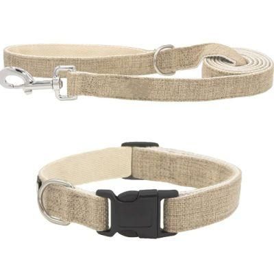 Custom Natural Hemp Dog Collar with Metal Buckle for Small Medium Large Dogs