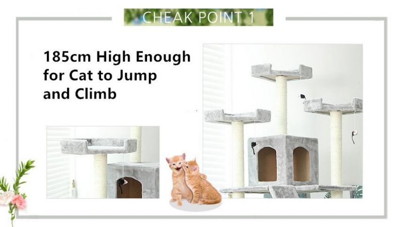 High Quality Certified Pet Products Factory Supply Large Stable Safe Wooden Luxury Cat Tree Tower Furniture Game Toy Cats Climbing Frame Play House