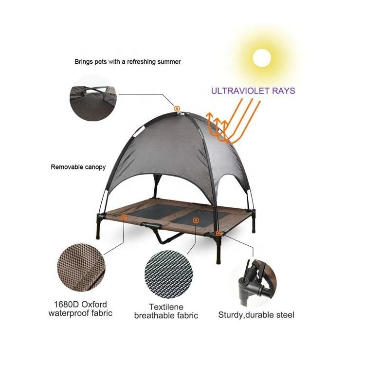 Outdoor Elevated Dog Cot Bed Raised Dog Bed with Removable Shade Canopy Tent