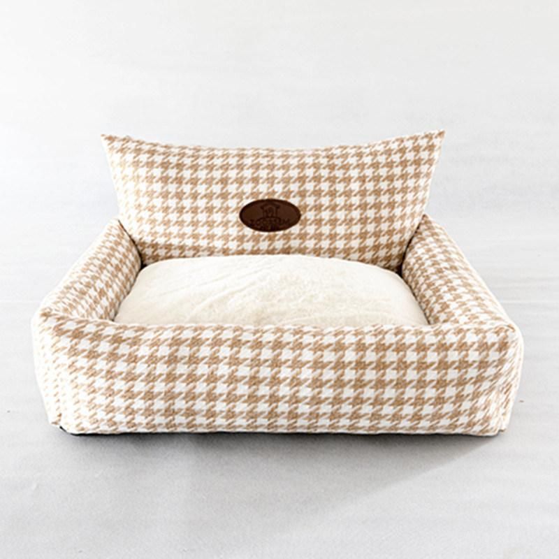 Rectangle Cat Dog Cushion Bed Faux Fur Plush Ultra Soft Rectangle Dog Bed Warm Washable Plush Luxury Dog Bed