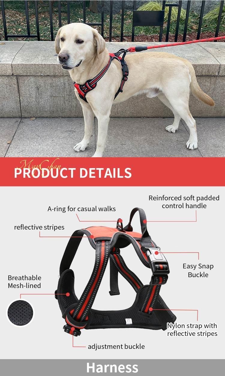 Custom High End Reflective Vest Mesh Padding Pet Set Soft Neoprene Customizable Without Handle Harness Dog Leash
