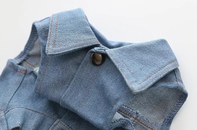 Summer New Casual Pet Dog T-Shirt Clothing Wash Denim T-Shirt Embroidery Dog Clothing Wholesal