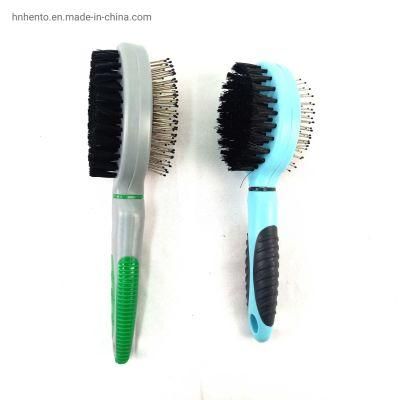 2 in 1 Pet Fur Cleaning Slicker and Bristle Dog Grooming Brush Large and Small Sizes