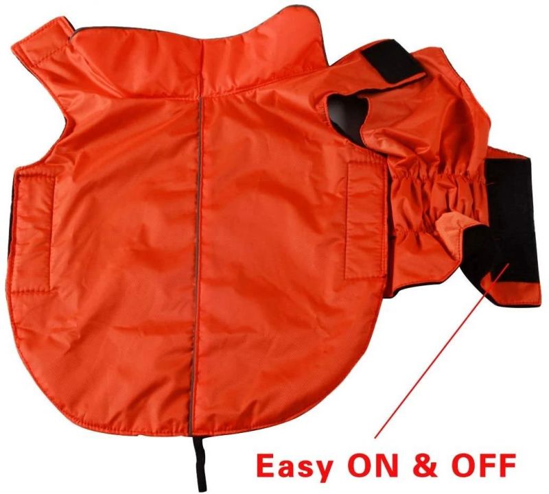 Fleece Lined Warm Dog Jacket for Winter Outdoor Waterproof Reflective Dog Coat
