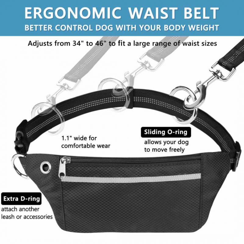 Dog Traction Rope Free Hands Dog Leash with Waist Bag