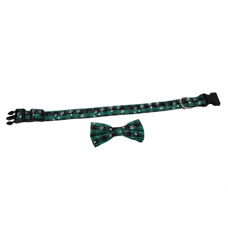 Amazon Hot Sale Pet Accessories, Breathable Christmas Pet Collar Small Medium Bow Dog Collar//