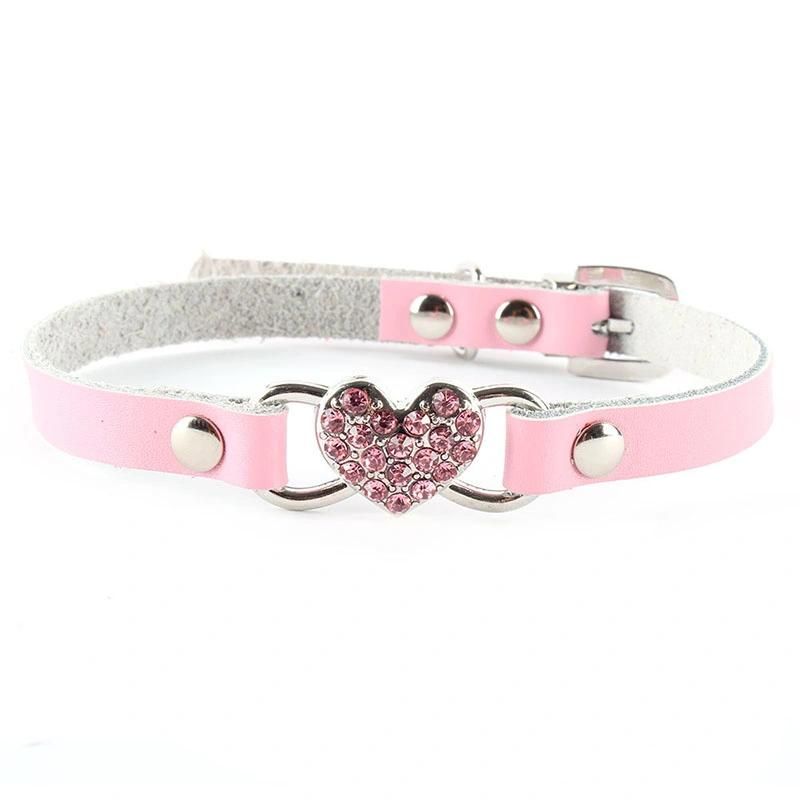 Cat Dog Collar Leather Heart Pet Collar Chihuahua Kitten Dogs Leashes Cat Supplies Dog Accessories