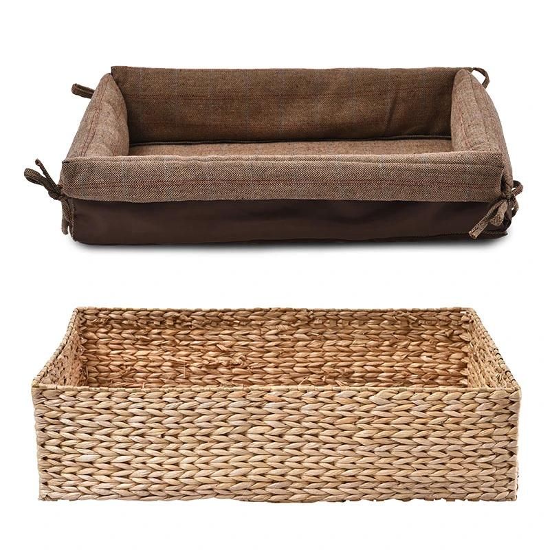 Detachable Handmade Cattail Weave Pet Cat Dog Bed