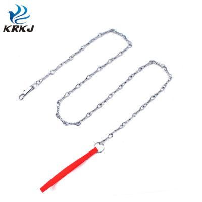 Multilayer Plating Anti-Corrosion 1.2 Meter Metal Iron Twisted Link Chain Lead with Red Handle for Dog