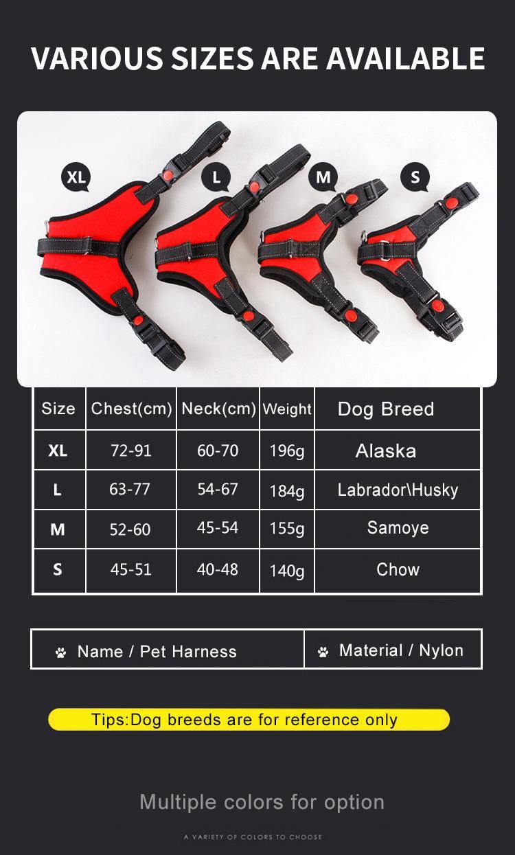 Durable Fashion Simple Design Dog Vest Pet Leash Small Large Pet Harnesses