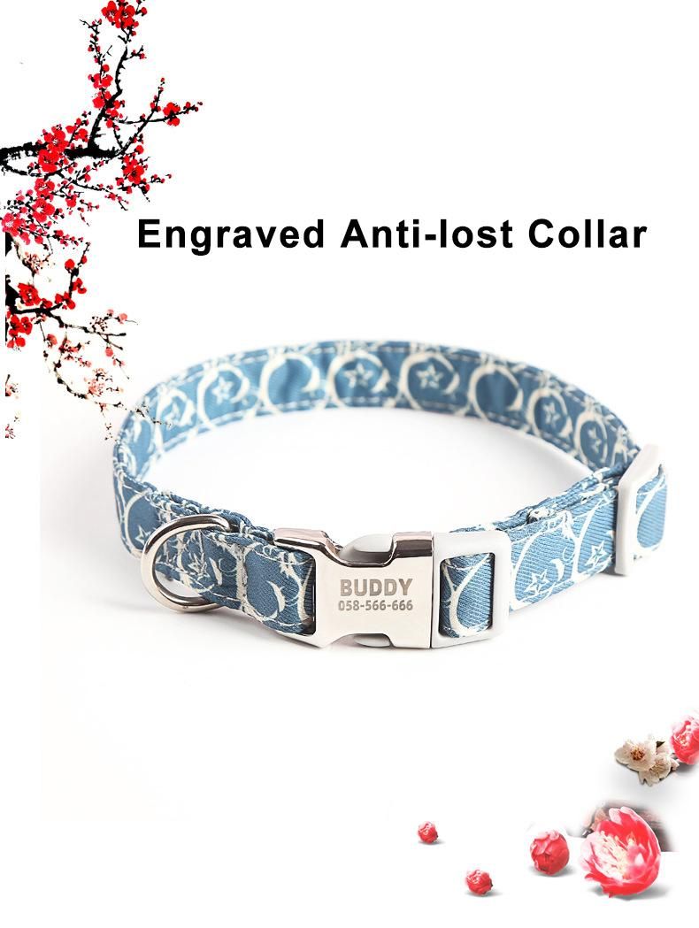 Wholesale Customized All Size Dog Luxury Pattern Durable Fabric Webbing Leash Dog Collar