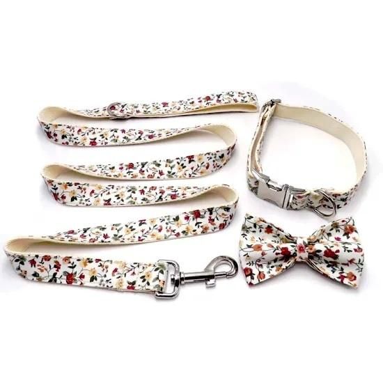 Fashion Design Personal Customlow Price Pet Collar with Matching Leash and Bow Tie