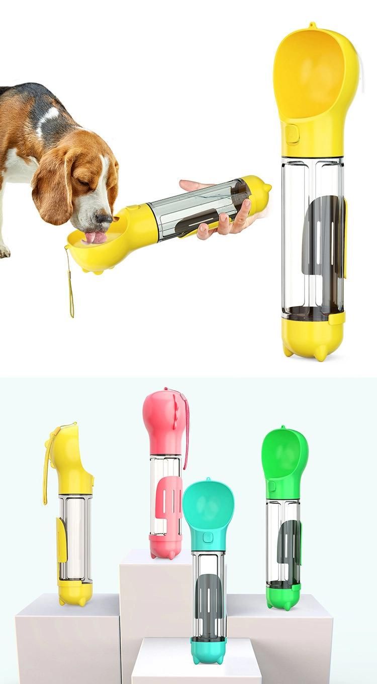 Outdoor Plastic Metal Drink Cup with Bowl Dispenser Dog Travel Pet Water Bottle