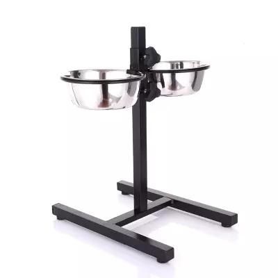 Factory Custom Dog Bowls Stainless Steel Double Pet Dog Bowls Adjustable Height Stand Feeding Station