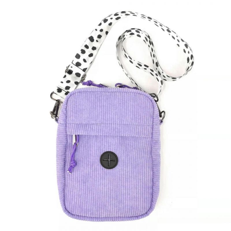 Personalized Fashion Corduroy Crossbody Shoulder Bag Sublimation Printing Strap Pet Dog Training Treat Pack with Dispenser