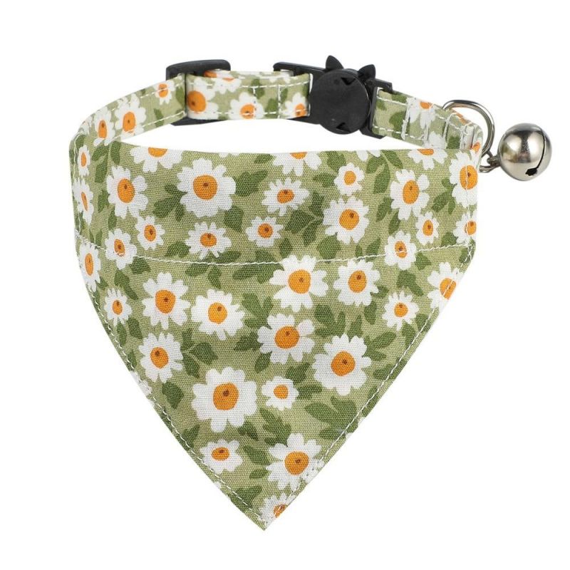 Wholesale Pet Product Soft Cotton Cat Collar Breakaway Pet Cat Collar Cat Bandana with Bell and Bow Tie