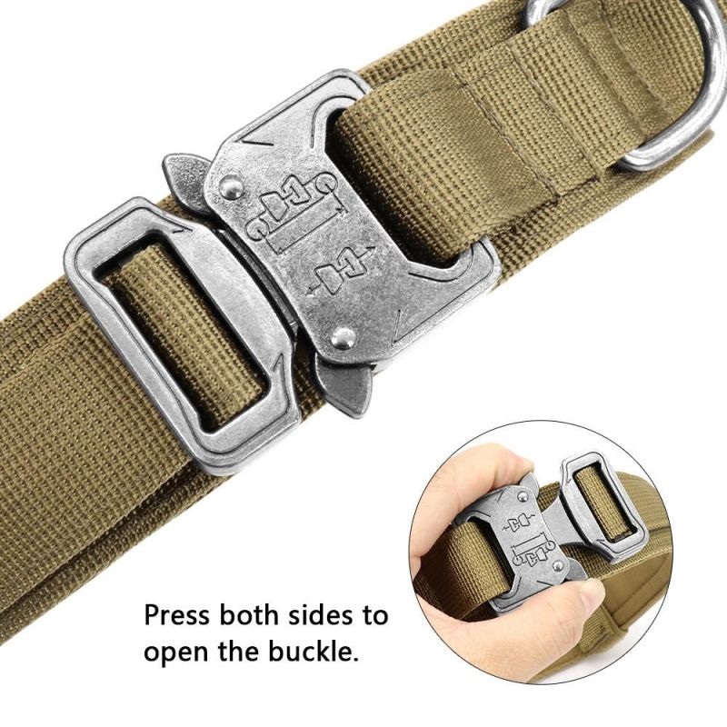 Wholesale Tactical Dog Collar and Leash Waterproof Strong Training Heavy Duty Durable Nylon Pet Collar with Leash