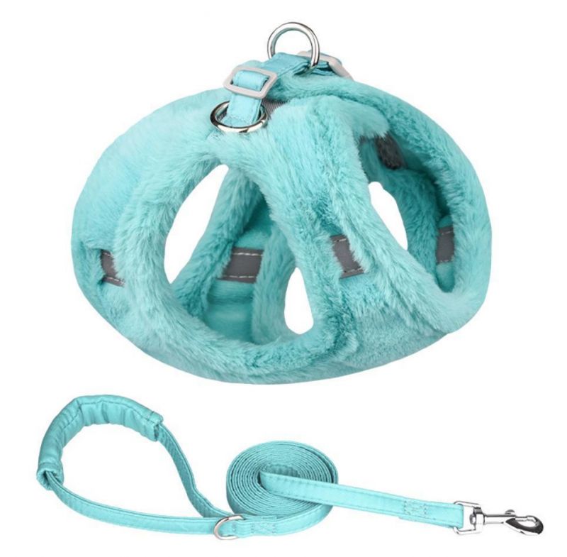 Fleece Dog Design Lead Accessories Pet Winter Harness with Leash