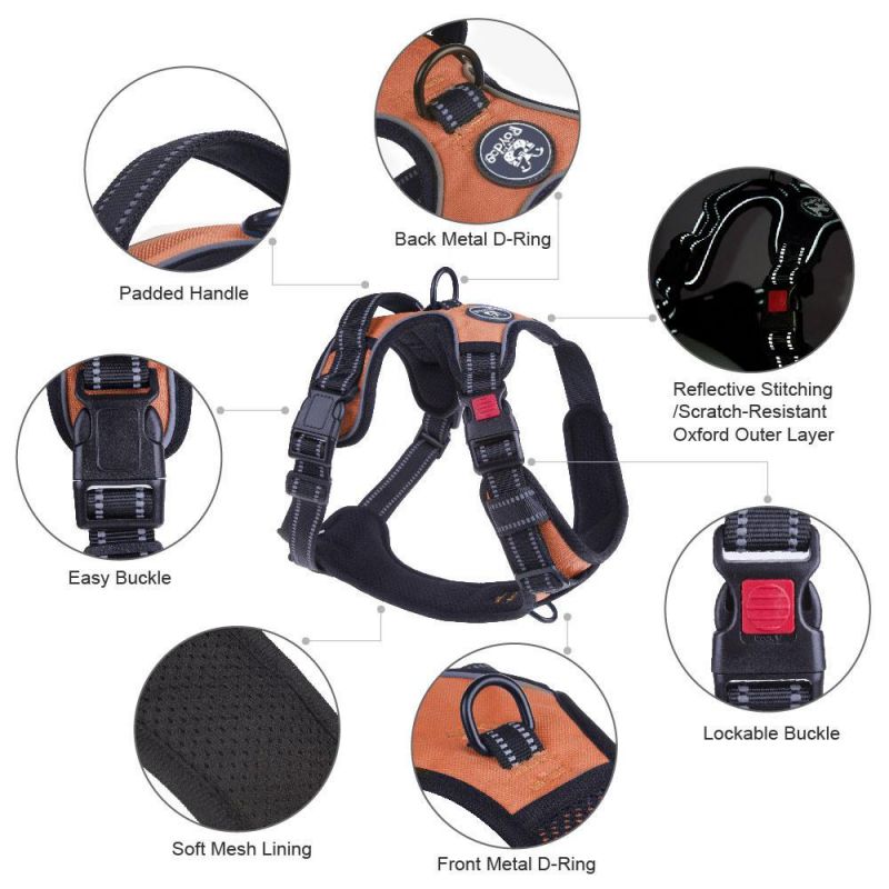 Adjustable Soft No Pull Durable Oxford Dog Harness Breathable Sponge Mesh Padded Vest for Dog Walking
