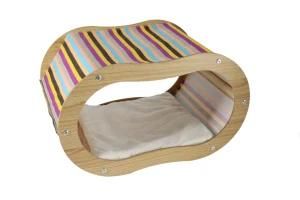 Cat Bed Circle Designed Indoor Wooden Cat House Pet Bed