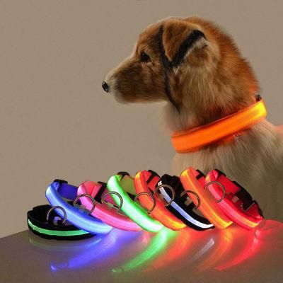 Adjustable Polyester Pet Dog Cat Puppy Safe Luminous Flashing Necklace Supplies LED Lights Dog Pets Collars