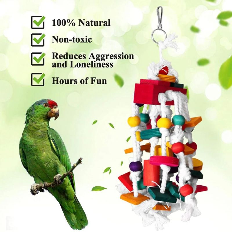 Amazon Bird Cage Bite Non-Toxic Wooden Block Bird Parrot Toys for Small and Medium Parrots and Birds Parrot Toy