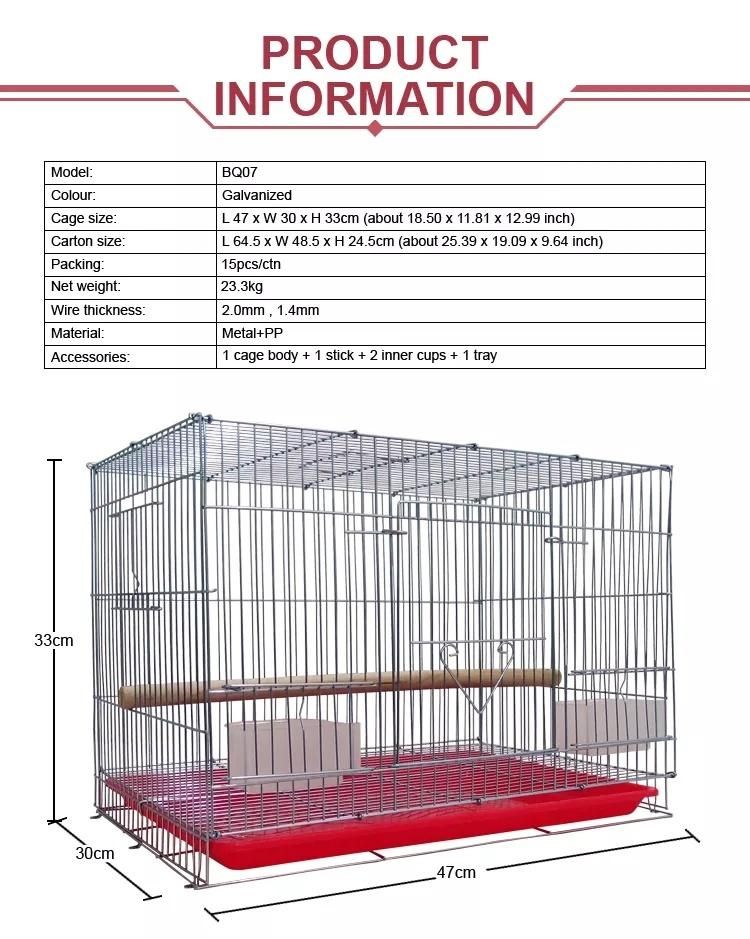 Large Square Metal Portable Folding Bird Parrot Pet Pigeon Rabbit Chicken Carrier Breeding Cage with Breeding Window