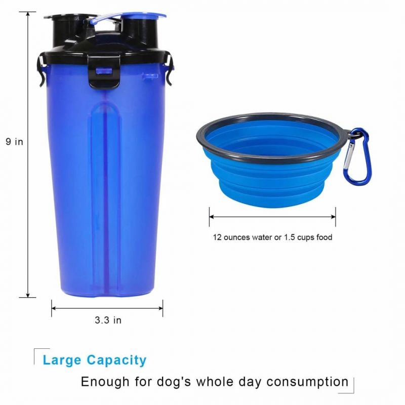 Chamber Storage Container Pet Dog Articles Water Pot Pet Outdoors Two Water Food Cups with Portable Silica Gel Folding Dog Bowl