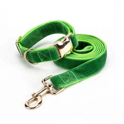 Popular Four Colors Cool Velvet Dog Collars and Leashs 2022 Made in China