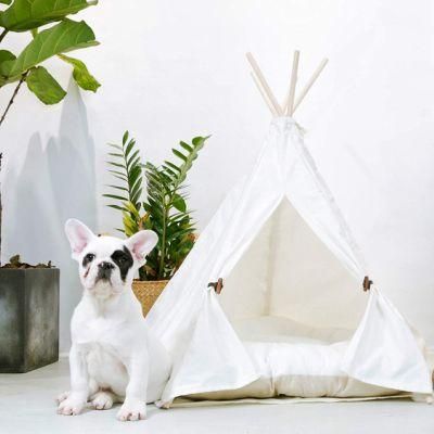 Pet Teepee Dog (Puppy) &amp; Cat Bed Portable Pet Tents &amp; Houses for Dog (Puppy) &amp; Cat Beige Color 24 Inch (with or without optional cushion)