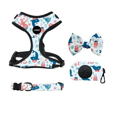 2021 New Style Pet Accessories Neck Adjuatable Dog Harness with Custom Pattern and Logo